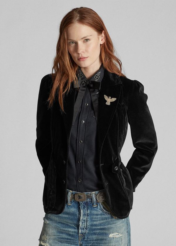 Ralph Lauren Velvet Riding Blazer Dame Danmark (WSLAY8702)